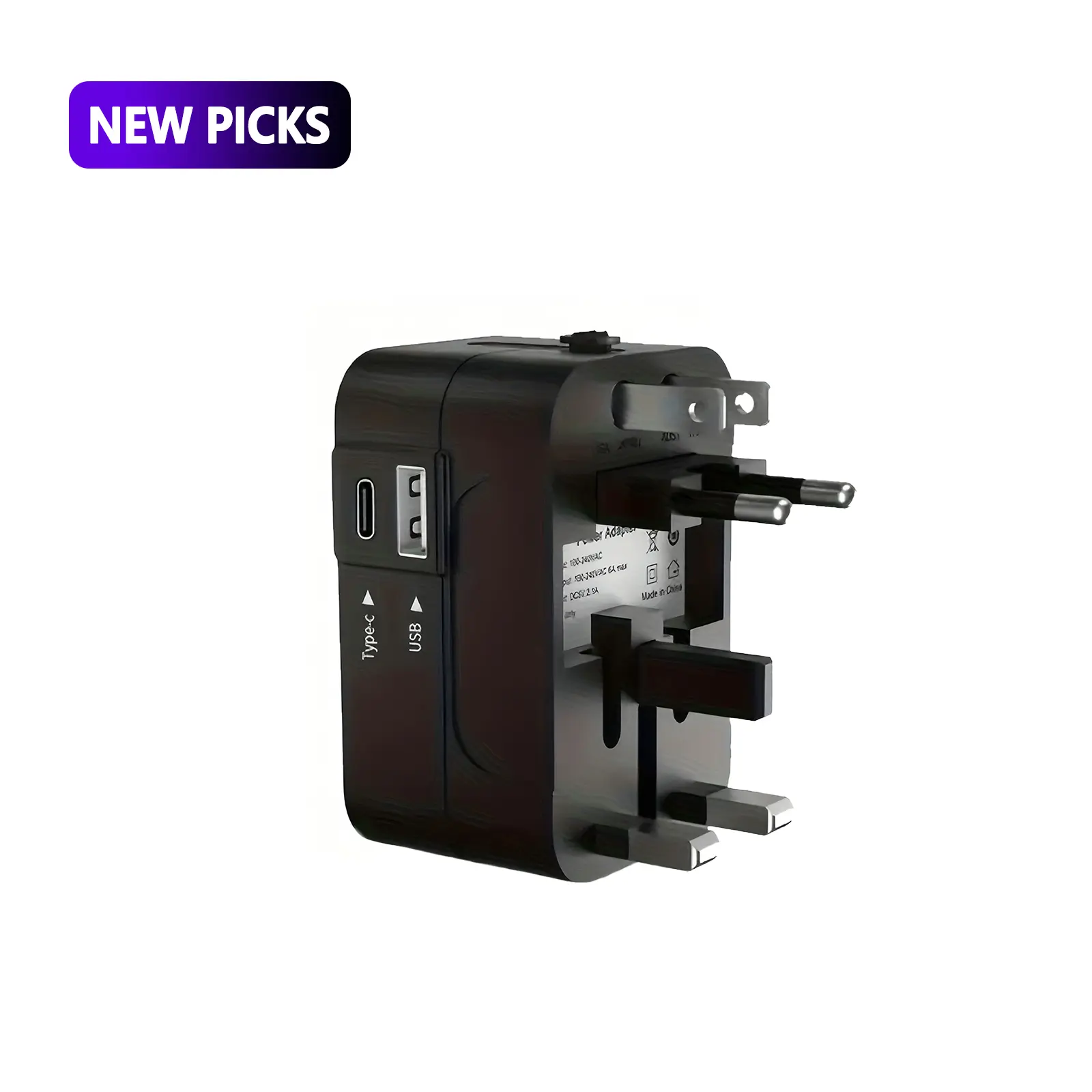 Universal Travel Adapter with USB & Type-C Ports, International Power Plug Adapter for 150+ Countries including Europe, UK, AU, Asia, All-in-One Worldwide Wall Charger for Travel Essentials