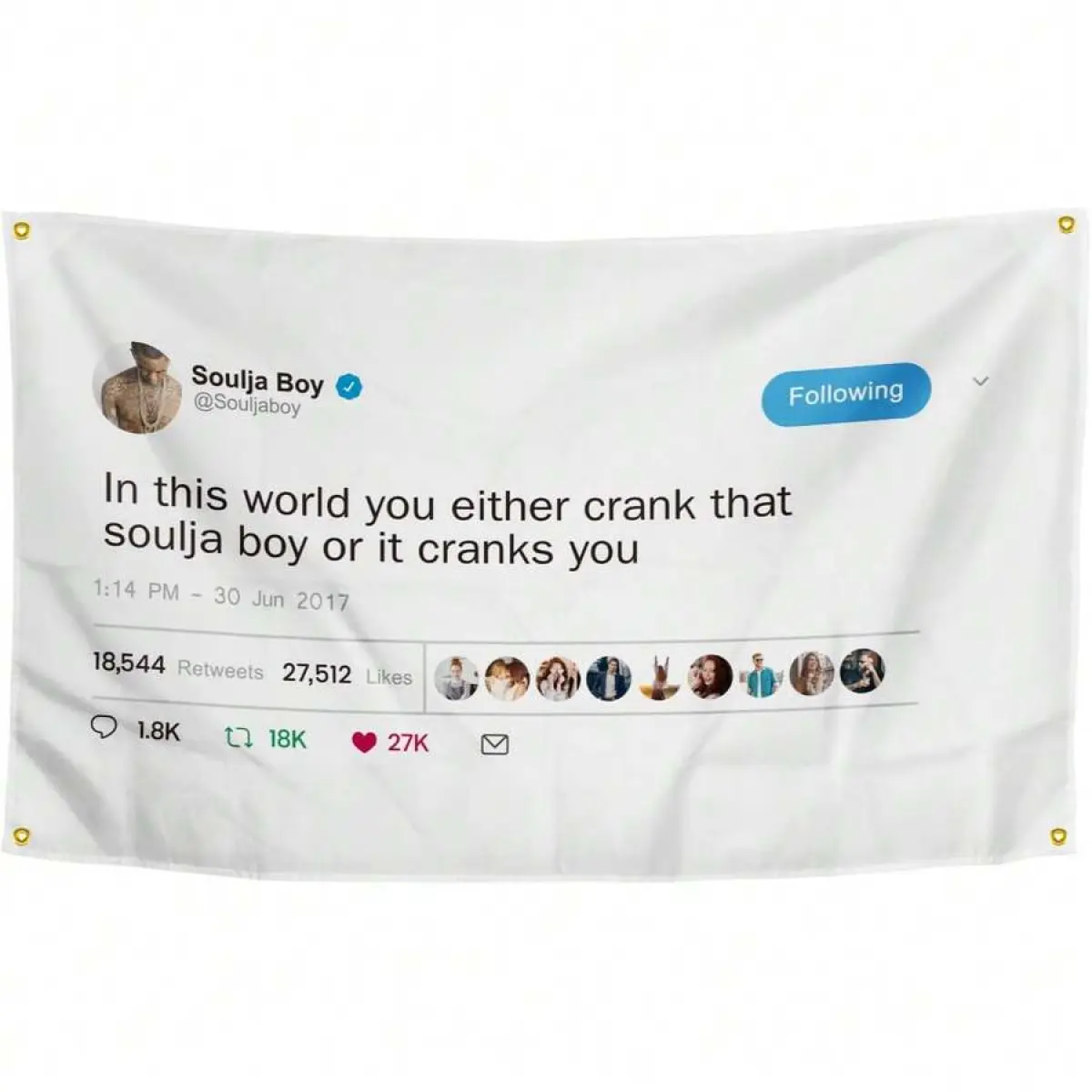 1pc In This World You Either Crank That Soulja Boy Flag 3*5 Feet Funny Poster Banner Wall Outdoor Hanging Flag With 4 Brass Grommets For College Dorm Room Decor bedroom signature tapestry decorative home Vintage Heated Rivalry Eilish summerwins