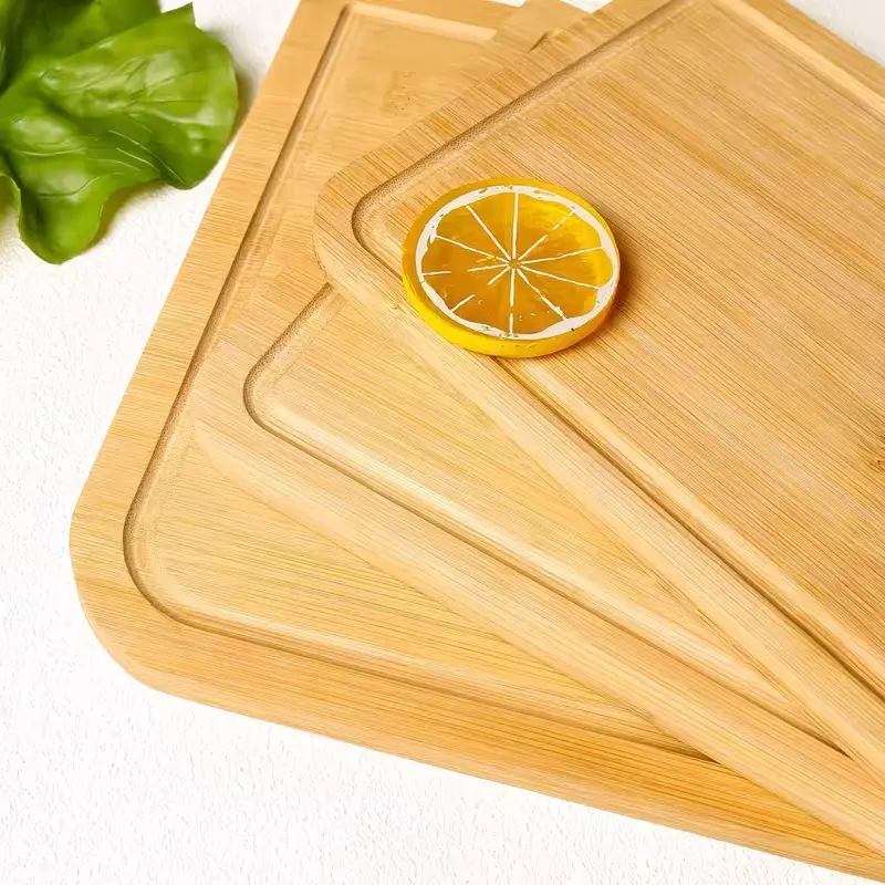 Organic Bamboo Kitchen Cutting Board - Rectangular Chopping Block with Juice Groove, Hanging Hole for Home Meal Prep, Healthy Meal Prep; Hand Wash Recommended