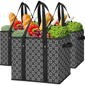 Reusable Grocery Bags with Reinforced Bottom, Foldable Shopping Totes |   Extra Strong Handles, Compact & Lightweight for Groceries, Shopping, Picnics, and Beach Day Gift