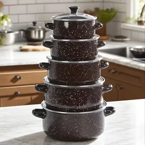 3pcs/5pcs multi-functional enamel set pot light and thin, soup pot cooking pot stew pot, open flame electric stove gas universal, restaurant kitchen home daily kitchen utensils and pots, outdoor camping, holiday gifts