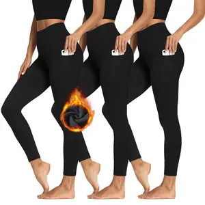 Off-Season Clearance Women's Fleece Lined Yoga Leggings with Pockets, Non-See-Through Warm Stretch Pants for Gym Workout Daily Wear