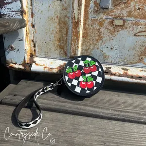 Cherry Checkered Circle Wristlet