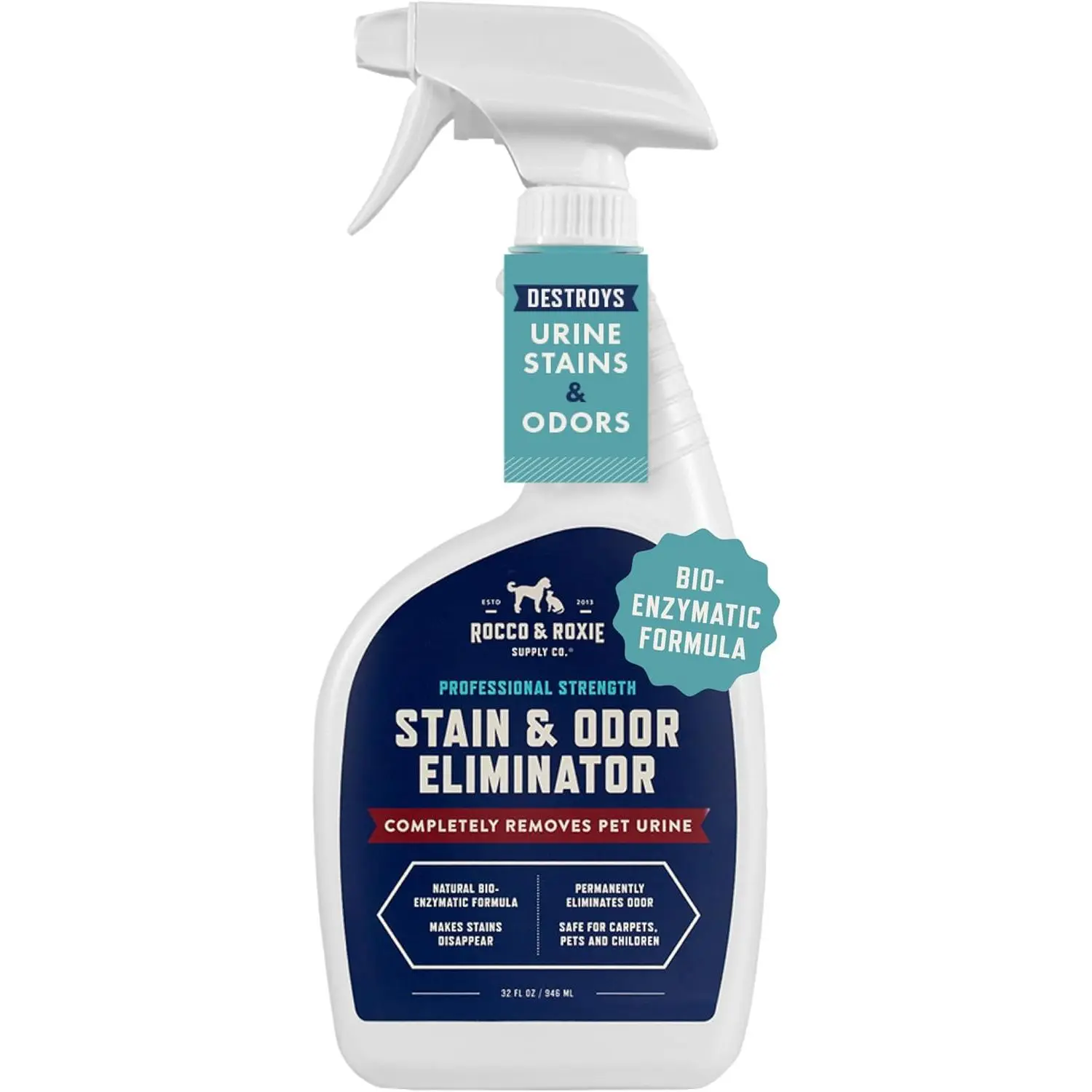 Stain & Odor Eliminator for Strong Odor, 32oz Enzyme Pet Odor Eliminator for Home, Carpet Stain Remover for Cats & Dog Pee, Enzymatic Cat Urine Destroyer, Carpet Cleaner Spray