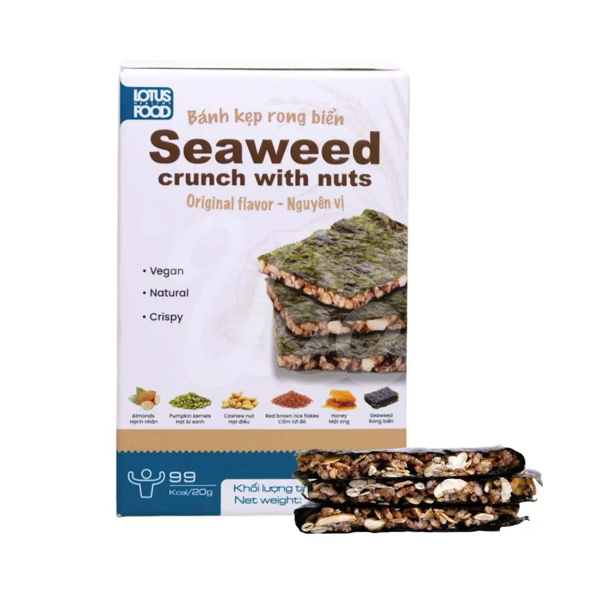 [LOTUS FOOD] Crispy Dry Seaweed Sheets Snack, Natural Savory Meatless Nut-Original Flavor, 100g Packaged Ambient Snack for All Ages