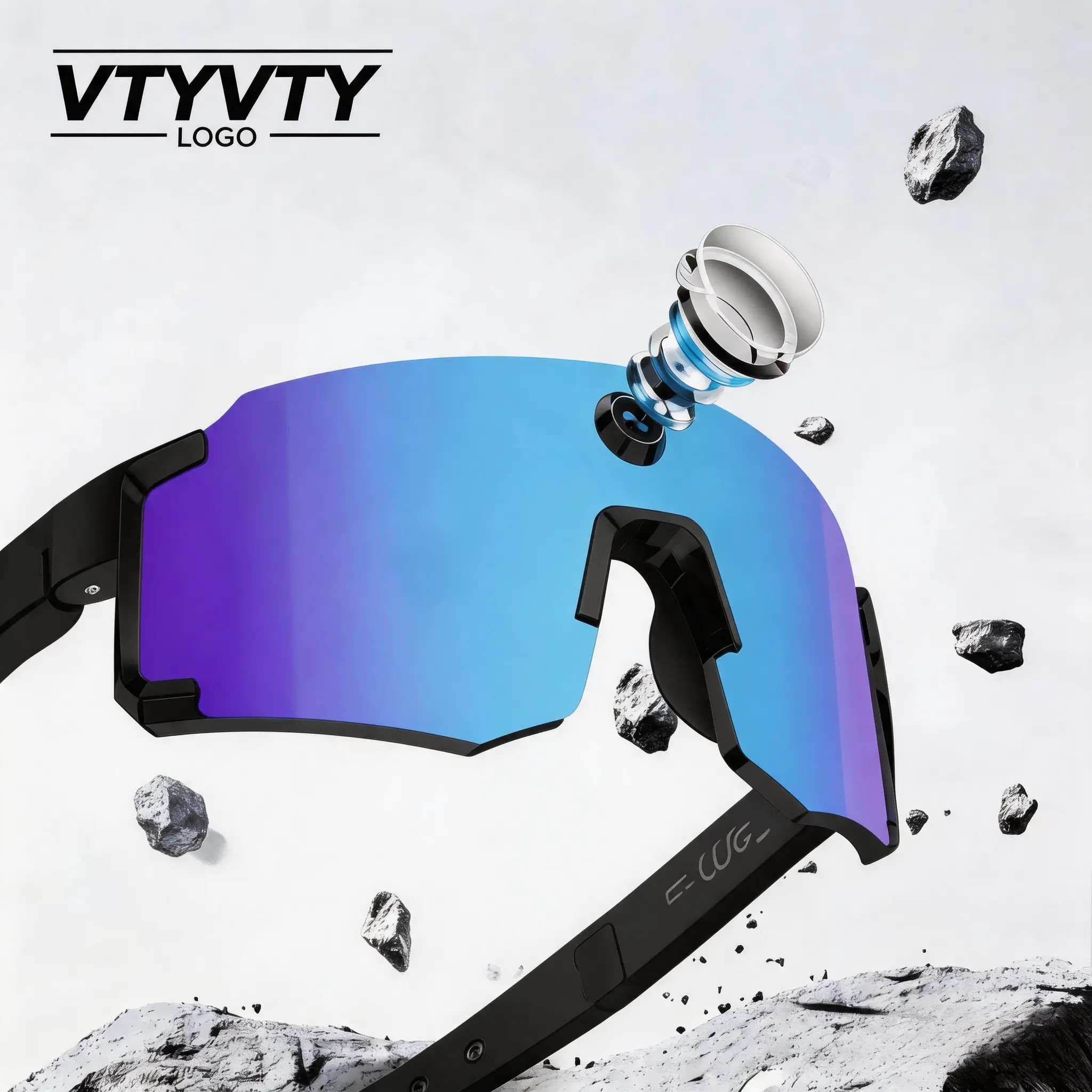 AI Smart Wearable Glasses - Sports & Hiking Bluetooth Glasses with 8MP Camera, Photo & Video Recording, High-Definition Audio Recording, AI Assistant, UV Protection, Type-C Charging, 7 Hours Battery Life, Myopia Lens Compatible