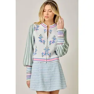 Addison Floral Sweater Bomber Jacket