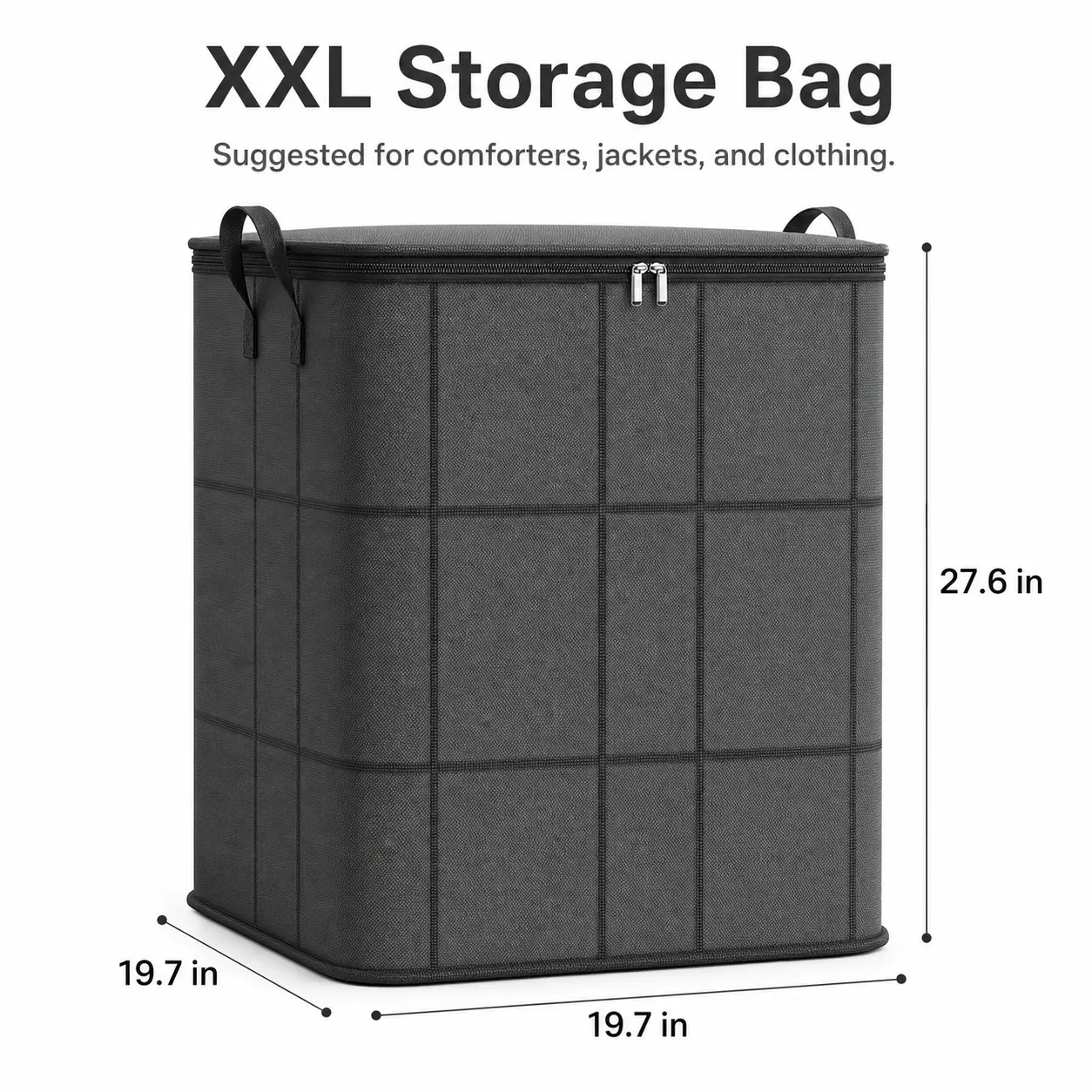 Large Foldable Storage Container with Foldable Lid, Household Closet Bin, Organizer for Home Organization and Travel  Grocery Bags Shopping carry-on suitcase Water-Resistant Reusable secure zipper fabric strong capacity storage bag
