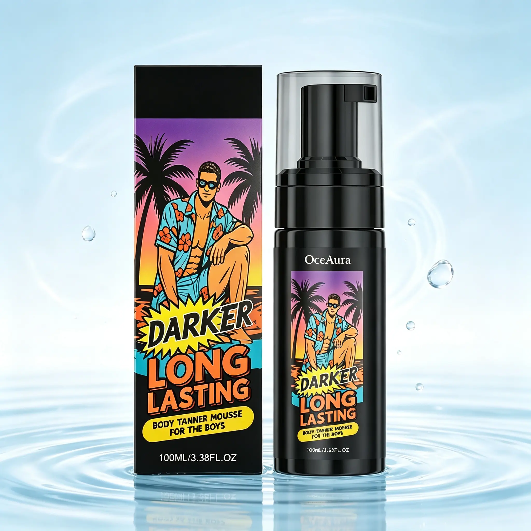 Chemical-Free Self Tanner Mousse for Men - Body Care Product with No Sticky Residue, Even Coverage, Natural-Looking Formula & Natural-Looking Results for Full Body Sun-Kissed Glow