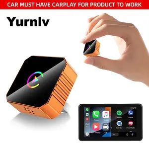 Yurnlv's new 2026 CarPlay wireless adapter for iPhone/Android, orange, fast connection, supports hands-free calling, wireless adapter, e-charger, CarPlay adapter.