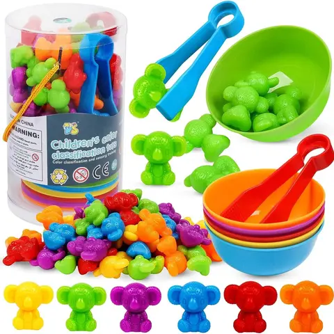 Counting Toys Matching Games With Sorting Bowls Preschool Learning Activities For Math Color Sorting Sensory Early Educational Montessori STEM Toy Sets For Kids Boys Girls, Ideal Christmas Gift