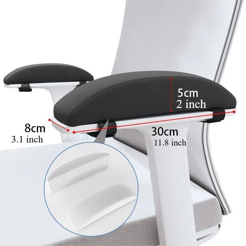 2-Pack Classic Black Chair Armrest Pads, Durable Ergonomic Curved Design High-Elastic Cotton Memory Foam Cushions, Tool-Free Installation Desk/Gaming Setup Elbow Support for Students, Machine Washable