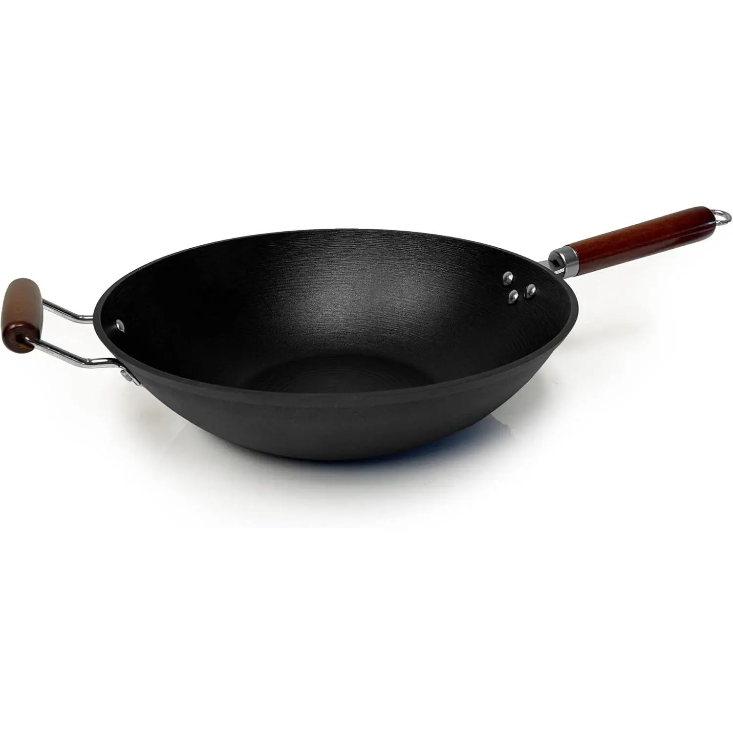 21st&Main 14in Lightweight Pre-Seasoned Cast Iron Wok with Wooden Handle - Non-Stick Cookware, Chef's Frying Pan for Home & Commercial Use, Ideal for Chinese, Japanese Cuisines, Chinese, Japanese, And Other Cuisines, Commercial And Home Cooking