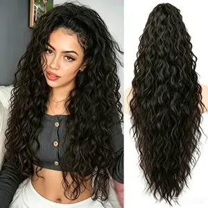 [Cheapest]BOO Hair Extension Claw Ponytail For Women Long Wavy Drawsting Ponytail Extension Black Brown 30 Inch Curly Clip Ponytail in Hair Extensions Fluffy Natural Looking Synthetic Hairpiece for Daily Party Use Easy To Go