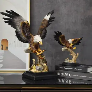 A retro resin statue sculpture of a grand eagle, an indoor table stand for home decoration and office decoration