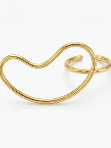 Creative Heart-Shaped Ring, Open-Back Design, Planetary Style, Copper Chain, Boho Fashion Jewelry for All Seasons