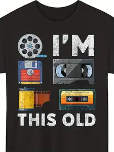 I'm This Old Vintage Media Classic Technology Casual Fitted Graphic Print T-Shirt