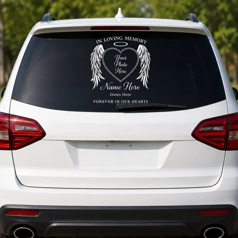 Personalized Adhesive Memorial Car Sticker - Customizable Stick-On Decal for Expressing Unique Style, Car Exterior Decoration, Compatible with Laptops, Gadgets (Ideal for Photo Display)