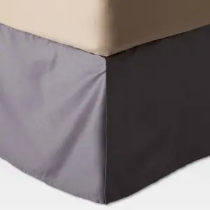Threshold 215TC Cotton Sateen Bed Skirt Wrinkle-Resistant Pleated, Gray, King