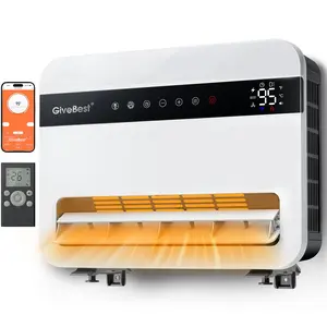 Givebest Wall Heater for Indoor Use, 1500W Electric Space Heater, 120°Vertical Oscillation,Compatible with Alexa, Adjustable Thermostat, Remote Control, 24H Timer, Easy-mounted Heater for Indoor Use