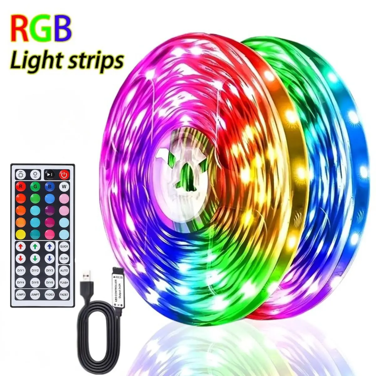 RGB LED Strip Light with Remote Control, USB Powered, Light Dimmable, Ideal for TV Backlighting, Bedroom Decor, Christmas Parties, Romantic Atmosphere