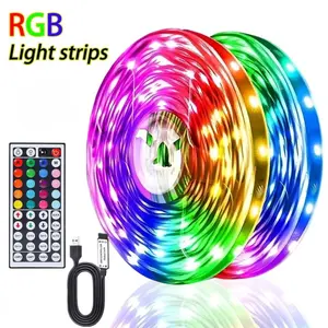 RGB LED Strip Light with Remote Control, USB Powered, Ideal for TV Backlighting, Bedroom Decor, Christmas Parties, Romantic Atmosphere
