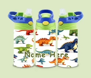 Customized Dinosaur Tumbler for Kids, 12oz, With Lid and Straw, Stainless Steel