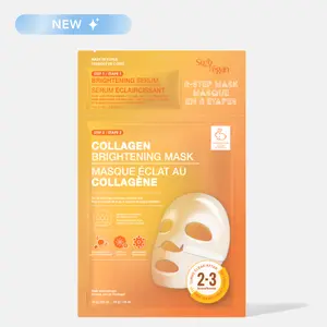SoloVegan Multi-Pack Dark Spot Remover Skin Care Treatment Kit - 2-Step Kojic Acid Brightening Serum + 1.19oz Collagen Face Mask for Glowing Complexion, Self Care Kit