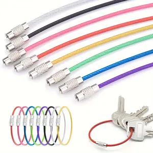 8-Piece Stainless Steel Keychain Ring Set, Travel Luggage Tag Holder, Outdoor Key Chain, Keyring Hanging Decorations