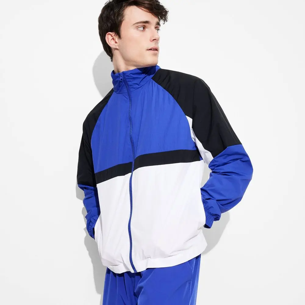 Men's Windbreaker Jacket - Original Use Blue S: Lightweight Nylon Front Zipper 2 Pockets Machine Washable