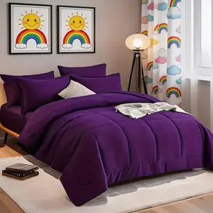 Luxury Color Bed Comforter Sets,4 Pillowcases,1 Comforter Sets Queen,1 Flat Sheet, 1 Fitted Sheet, Quilt Set