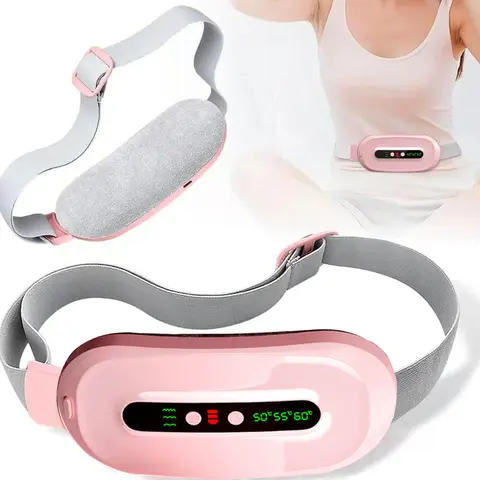 Mosnami Battery Powered Wearable Electric Menstrual Heating Pad, Warming Belt with Vibration Massage, 3-Level Abdominal Cramp Relief, Festival Gift for Women