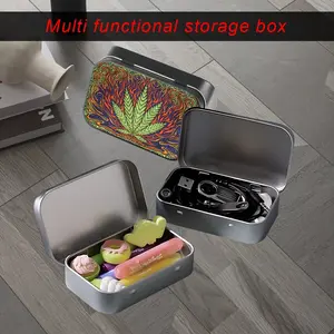 Abstract Leaf Pattern Metal Tin Box, Snap Closure Rectangular Iron Storage Container, Portable Small Item Organizer, Durable Design, Travel Friendly