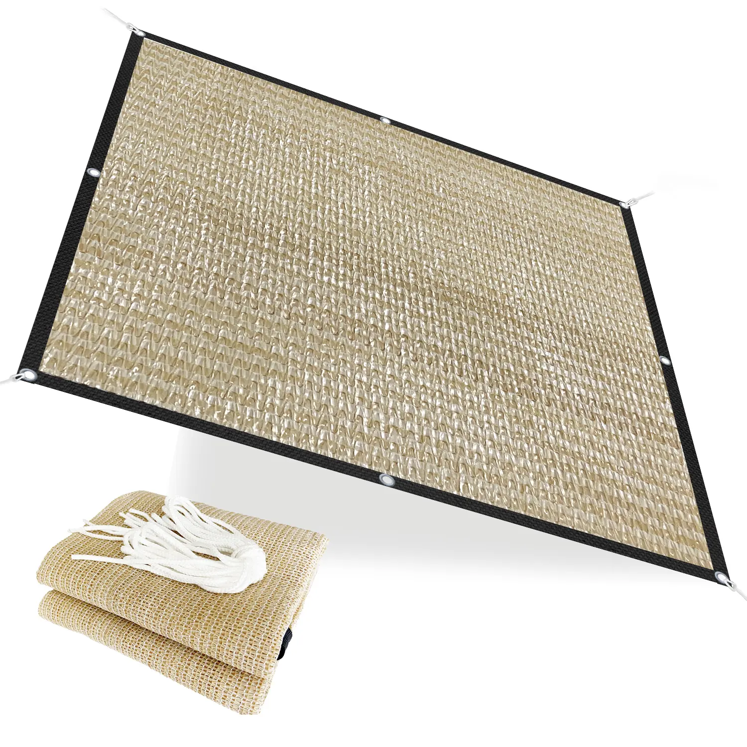50% Sunblock Garden Netting Plant Protector Greenhouse Shade Cloth with Black Grommets in Green or Beige Color