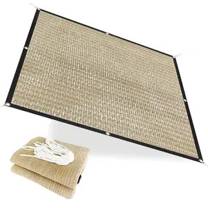 50% Sunblock Garden Netting Plant Protector Greenhouse Shade Cloth with Black Grommets in Green or Beige Color