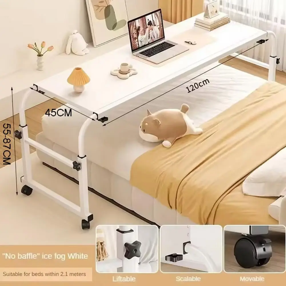 Garvee Adjustable Overbed Table with 360° Locking Casters - Heavy-Duty Rolling Bed Desk, Ergonomic Curved Edge, Height & Length Adjustable for Hospital, Home Care & Recovery