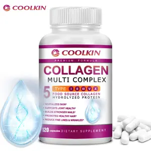 Coolkin Premium Collagen Capsules, 120 capsules, contain a variety of protein complexes to support healthy hair, skin, and nails.