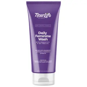 NewLife Naturals Daily Feminine Wash pH Balance & Odor Control 8oz Comfort Paraben Free with Prebiotics & Tea Tree Oil for Women's Intimate Hygiene