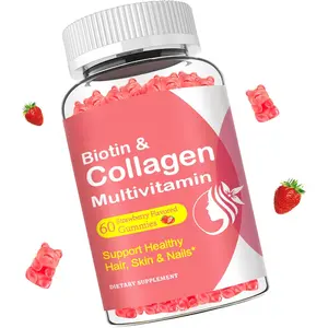 Multi Collagen Peptides Gummies 2500mg – Sugar Free Hair, Skin & Nails Support with Biotin & Vitamins, 60 Count