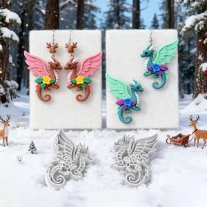 Two fantastical and exquisite dragon-shaped, Christmas jewelry-making clay cutting tools, earring soft clay cutters and essential DIY jewelry-making tools, specially designed for polymer clay artists, a gift for book lovers Festival decorations, holiday h