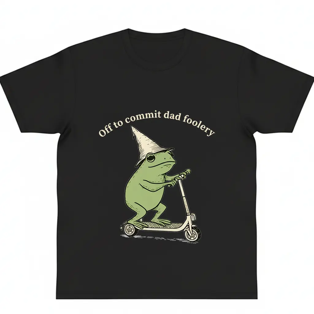Off to commit dad foolery Frog/Mouse good graphic tees shirt y2k cotton fashion Streetwear Shortsleeve Casual Top Trending Easy Care Machine Wash Safe gift