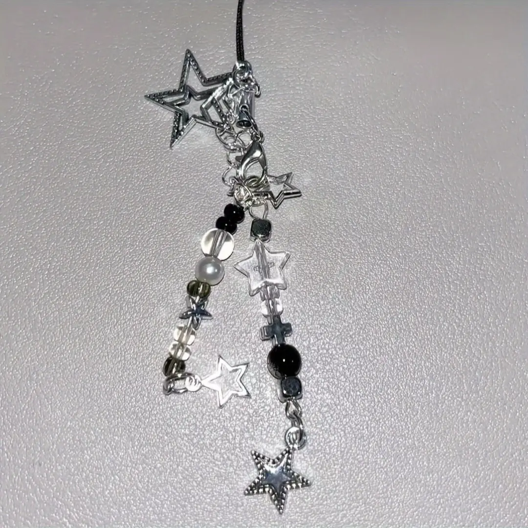 Y2K pentagram short handmade bead phone chain CCD chain GuBen chain hanging chain Phone Charm Phone Decor Beaded phone chain Phone Accessories