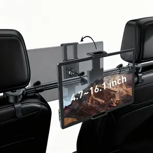 Trial Version Car Headrest Tablet Holder - [3-in-1 Extension Arm] Adjustable Rear Seat Tablet Car Mount, Essential for Children's Road Trips, Compatible with 4.7inch to 16.1inch Devices, Such as iPad Pro, Air, Mini, Galaxy, Fire, Black