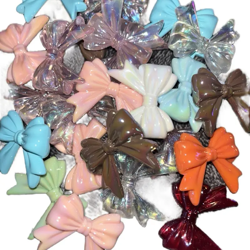 Assorted Acrylic Beadable Bows in Vibrant Colors for Crafting and Decor