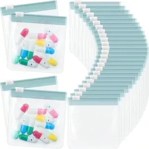 24 Pieces Pill Pouch Bags Zippered Pill Pouch Set Reusable Translucent Medicine Organizer Self Sealing Medicine Bag Travel Plastic Pill Bags With Slide Lock Pill Baggies For Pills (Purple, Clear)