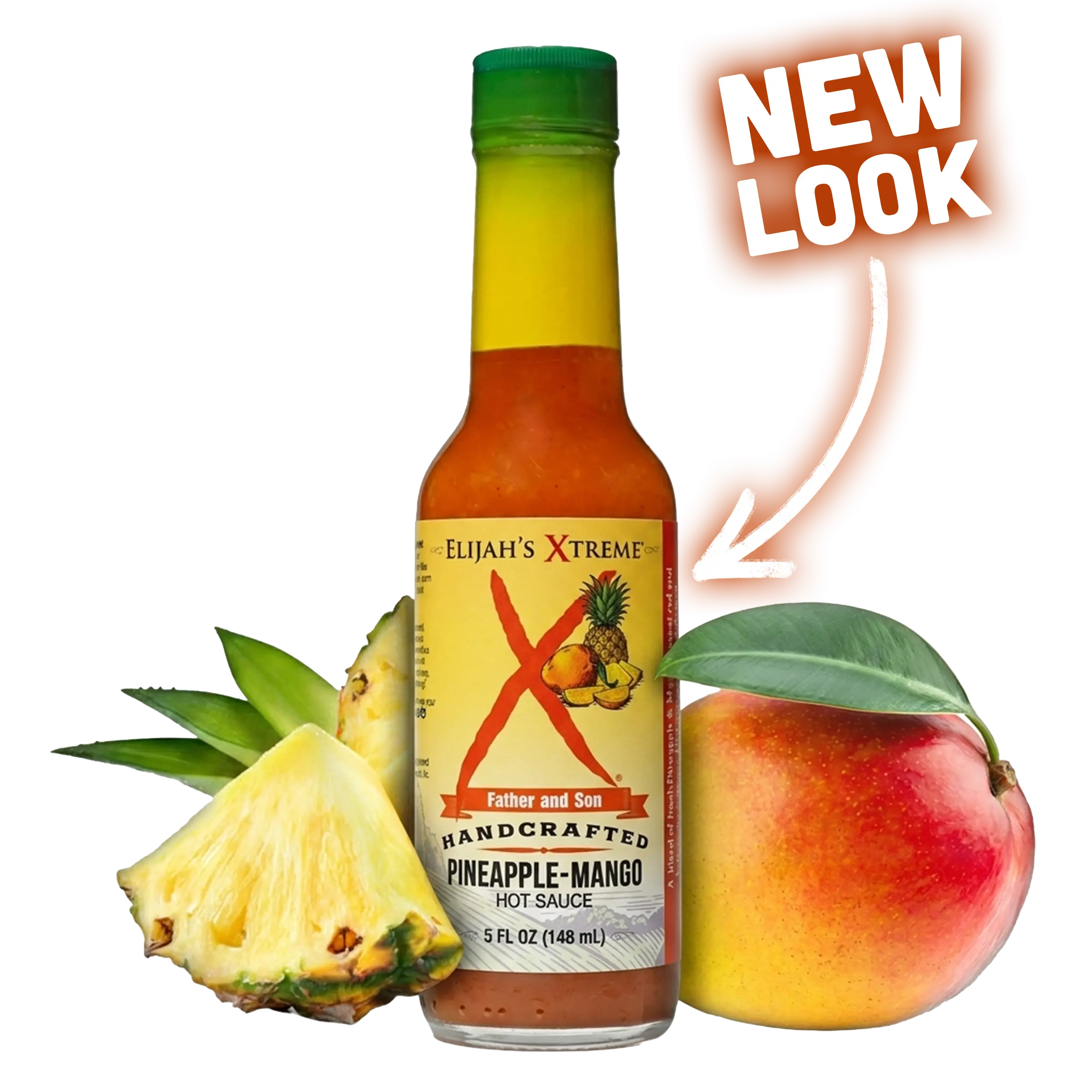 Elijah's Xtreme Pineapple Mango Habanero Hot Sauce, Mild Heat, Fresh Tropical Fruit Blend with Roasted Yellow Habanero, Vegan, Non GMO, 5 oz Bottle