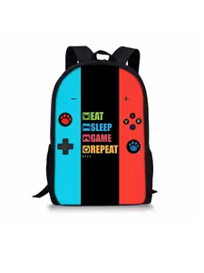 Game console pattern printed 17-inch height 44 cm single-layer backpack Lightweight Casual Daypack