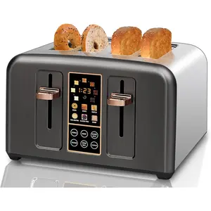 6 Bread Selection,Toaster 4 Slice, Stainless Toaster LCD Display &Touch Buttons,  7 Shade Settings, 1.5''Wide Slots Toaster, Cancel/Defrost/Reheat, Removable Crumb Tray 2  slice Electric