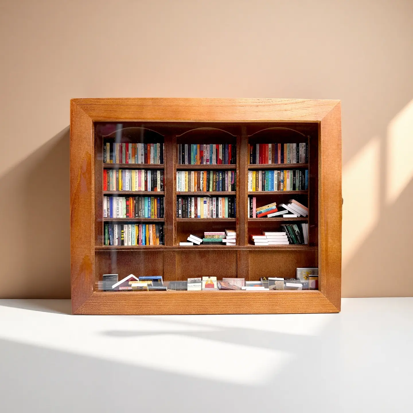DIY Woodwork Original Indoor Bookshelf with 260+ Mini Books - Relieve Stress, Boost Focus, Relaxing Activity, Ideal Gift for Book Enthusiasts