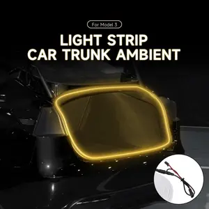 FCCEMC Car Interior LED Light For Tesla Model 3 Highland Trunk Interior LED Light Silicone Strip Flexible Rubber Lamp Warm White Interior Car Lights